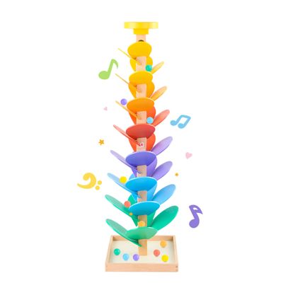 Wooden Marble Run Music Tree, Montessori Toy for Ages 3+, Marble Run Learning Game, Creative Color Sorting Toy, Birthday Gift for Boys and Girls Ages 4-8