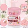 OCHEAL Initial Makeup Bag,Pink Travel Makeup Organizer Case Beauty Toiletry Cosmetic Bag with Rainbow, Trendy Stuff Personalized Gifts for Women and Girls-T view 4