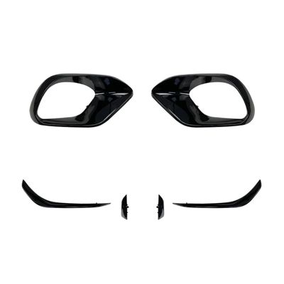 2020 To Up Compatible With MercedeBen CLA W118 C118 Cla45 AMG Front Lip Bumper Side Hood Fog Lamp Light Cover Spoiler Air Vent Frame Trim(A set Gloss Black)