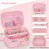OCHEAL Initial Makeup Bag,Pink Travel Makeup Organizer Case Beauty Toiletry Cosmetic Bag with Rainbow, Trendy Stuff Personalized Gifts for Women and Girls-J view 3