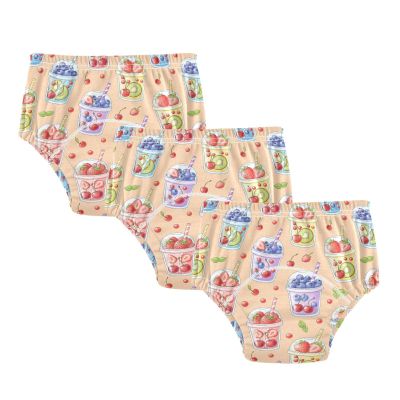 WIFIU Fruit Smoothie Cup Toddler Potty Training Pants, Baby Girls Boys Soft Training Underwear 3 Pack, Size 3T Multicolor