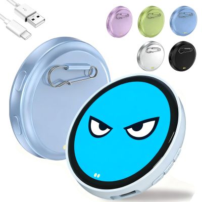 Digital Badge Pin, Electronic Badge Digital Display Pin, 1.7" HD Display Screen with Digitals Badges Photo Video Gif Displays Screen Displays Photos,for Anime & Fan Support (#Blue)