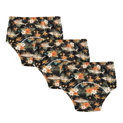 WIFIU Sea Shark Floral Pattern Toddler Potty Training Pants, Baby Girls Boys Soft Training Underwear 3 Pack, Size 5T Multicolor