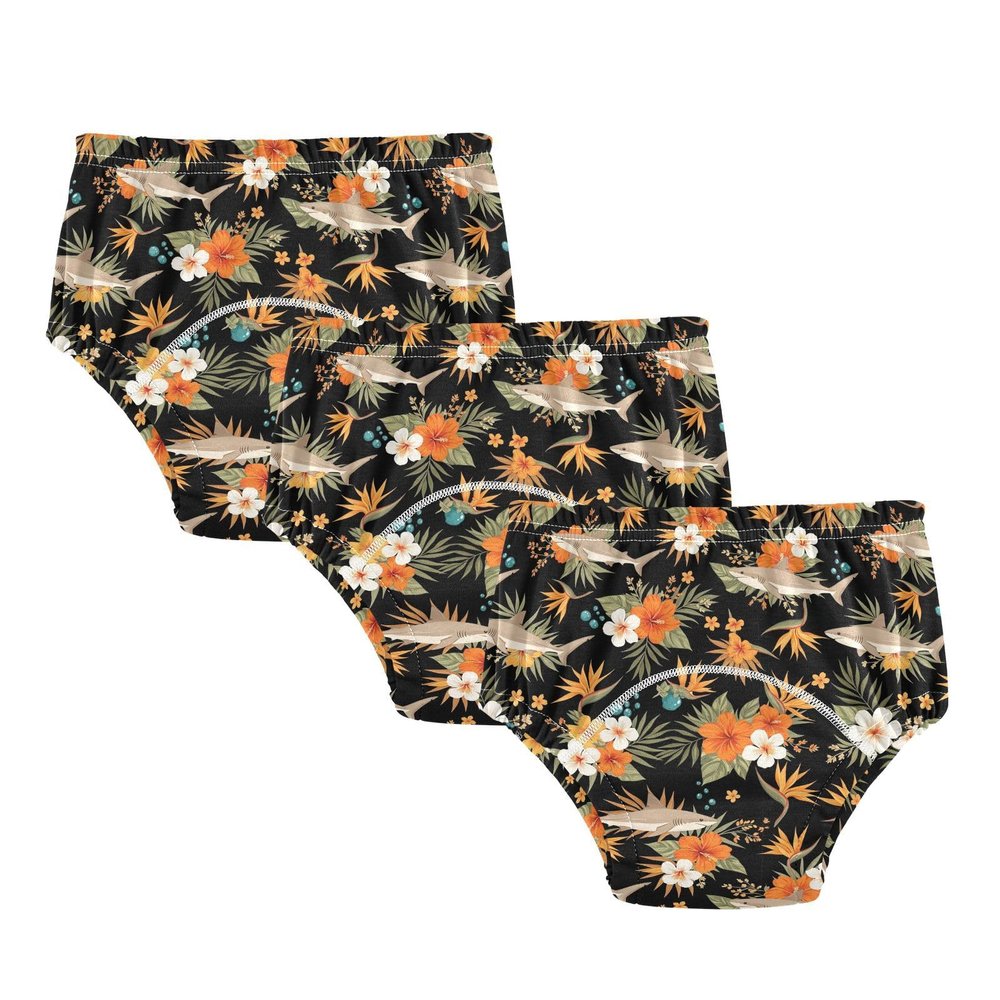 WIFIU Sea Shark Floral Pattern Toddler Potty Training Pants, Baby Girls Boys Soft Training Underwear 3 Pack, Size 5T Multicolor