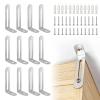 12 Pack Baby Proofing Anti Tip Furniture Anchors Kit - Heavy Duty Steel Wall Anchors for Dresser, Cabinet, Bookcase, Earthquake Safety & Pet Proofing in Nursery, Living RoomSilver view 1