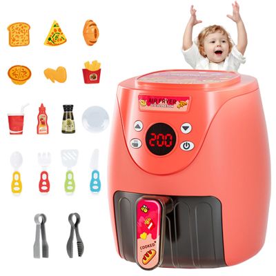 Temeemeg Toy Air Fryer with 15PCS Accessories Cookies Maker Toy with Music & Lights Color Changing Foods Kitchen for Aged 3+ Kids Kitchen Set Style 2..