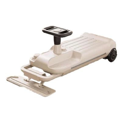 Wiggle Scooter Electric Wiggle Car Swing Car Balance Bike Portable Ride On Cleaning Go Kart with Trailer for Age 3 and Up(Beige)