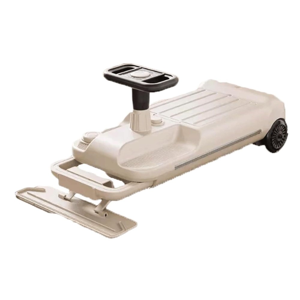 Wiggle Scooter Electric Wiggle Car Swing Car Balance Bike Portable Ride On Cleaning Go Kart with Trailer for Age 3 and Up(Beige)