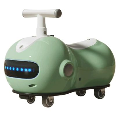 Wiggle Scooter Swing Car Ride On Toy Peanut Shape Wiggle Car Music Lights Anti-Rollover, for Indoor and Outdoor Play(Brown)