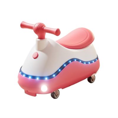 Wiggle Scooter Wiggle Car for Kids 4 Wheels Swing Car with Lights Music Anti-Rollover Ride On Toys for Indoor Outdoor(Pink)