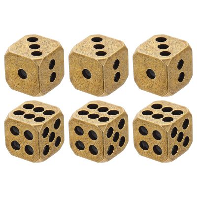 Angoily 6 Pcs Brass Dice Set Solid Metal 6 Sided Dice for Gaming Board Games Role Playing Game Math Teaching and Party Decor 0.43 Inch