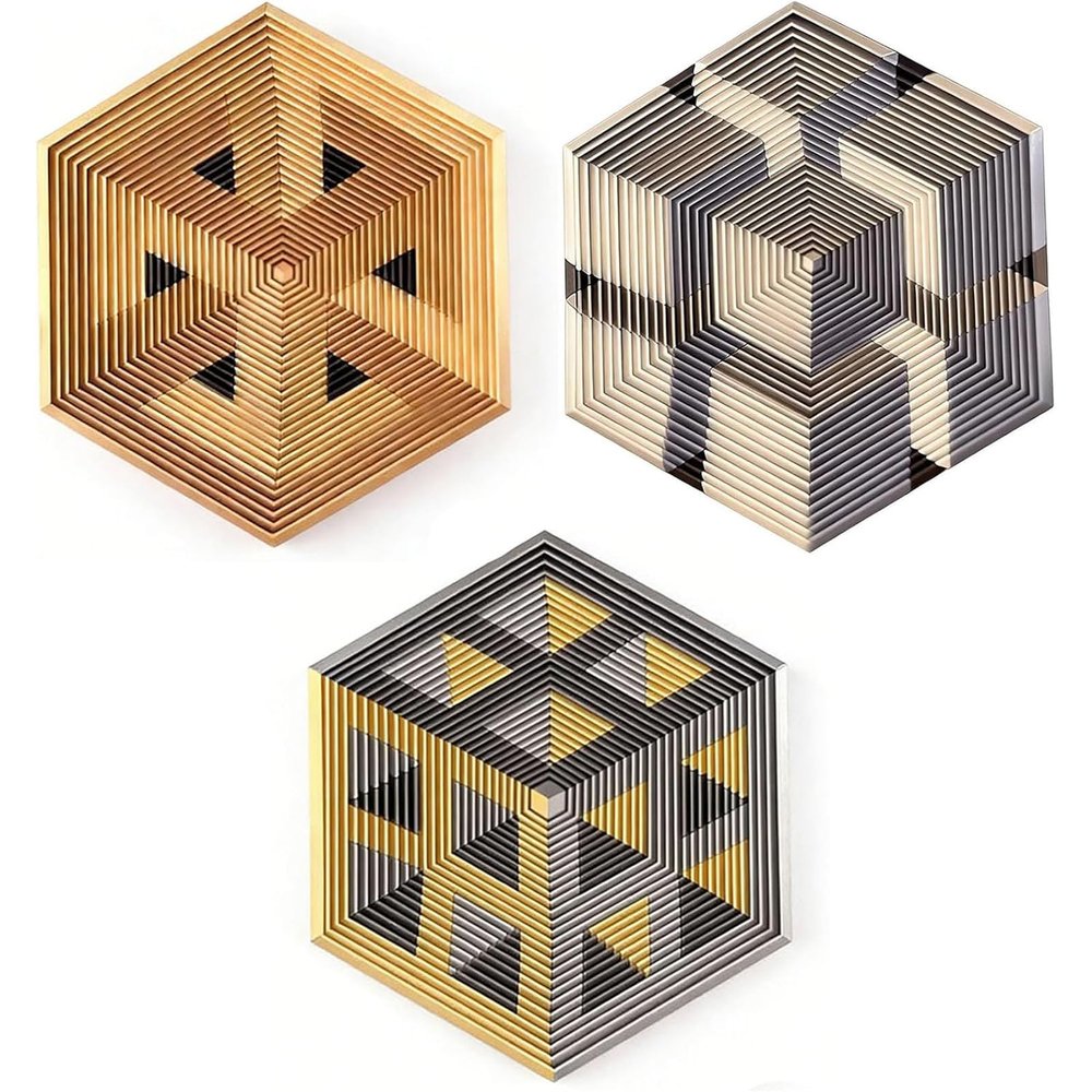2026 Premium Hexagon Twist Illusion, 3D Printed Hexagonal Fractal Fidget Gadget, Decompression Sensory Desk Gadget, Funny Relaxation Pocket Gifts (3PCS)