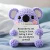 Handmade Crochet Koala Figure with Quote Card, Workspace Desk Decoration Gift view 2
