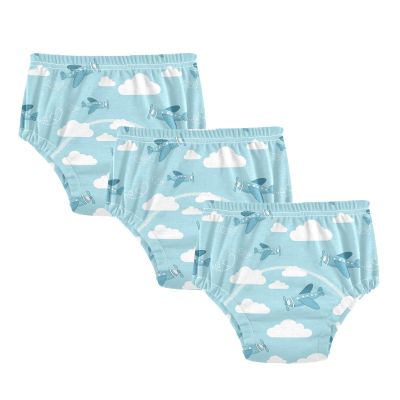 WIFIU Blue Planes Flying Among Clouds Toddler Potty Training Pants, Baby Girls Boys Soft Training Underwear 3 Pack, Size 3T