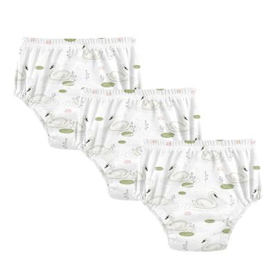 WIFIU Swan Lily Pad Water Ripple Toddler Potty Training Pants, Baby Girls Boys Soft Training Underwear 3 Pack, Size 4T Multicolor