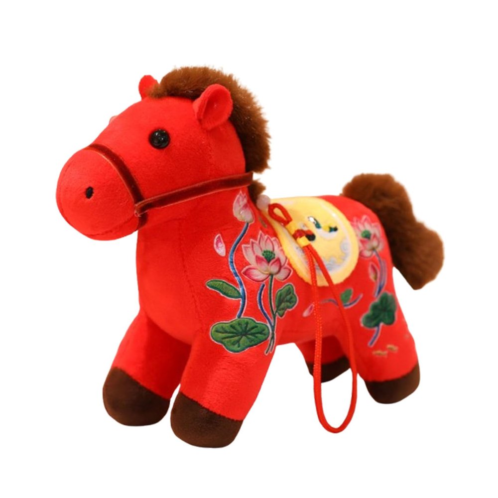 1 PCS 2026 Year of The Horse Mascot Plush Pendant, Chinese New Year Hanging Ornaments, Zodiac Horse Gift Stuffed Animal Zodiac Decoration, Lunar New Years Home Spring Festival Decoration (Red)