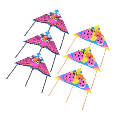 10pcs 60cm Triangle Rainproof Silk Kites for Outdoor Flying Cartoon Style Suitable for Park and Garden Play Style
