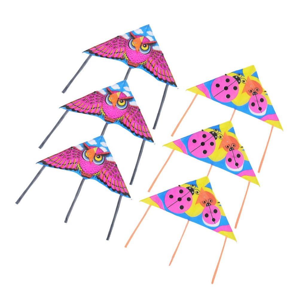 10pcs 60cm Triangle Rainproof Silk Kites for Outdoor Flying Cartoon Style Suitable for Park and Garden Play Style
