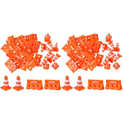 FAVOMOTO 48PCS Mini Traffic Cones, Orange Construction Cones Miniature Sports Training Roadblock Toy Traffic Scene Models for Sand Table Kids Early Cognitive Learning