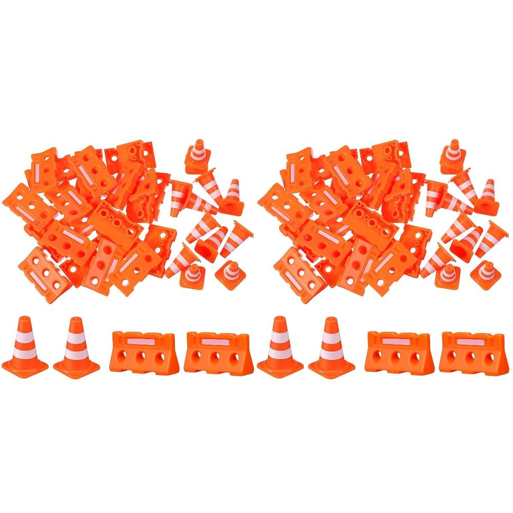 FAVOMOTO 48PCS Mini Traffic Cones, Orange Construction Cones Miniature Sports Training Roadblock Toy Traffic Scene Models for Sand Table Kids Early Cognitive Learning