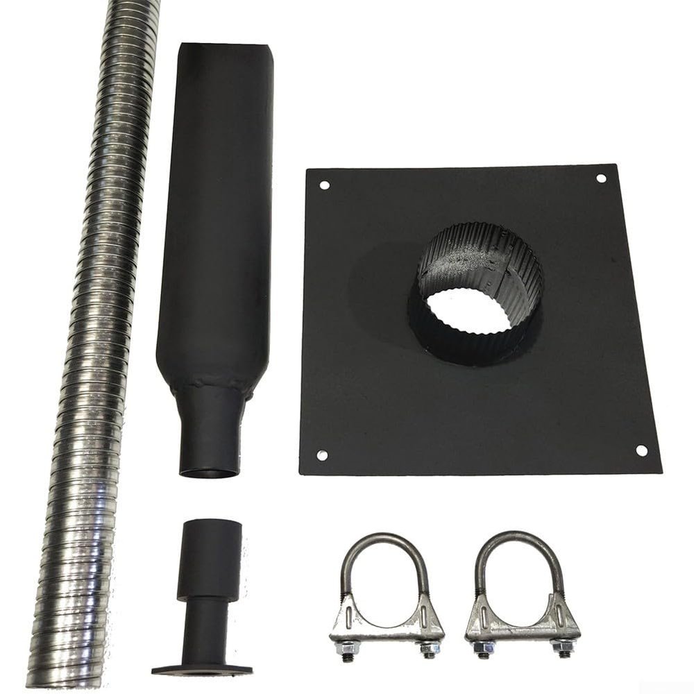 Generator Exhaust Extension Kit with Muffler for Portable Generators, Insulated Flexible Exhaust Hose with Through-Wall Mounting Plate, 32x26x8mm Stainless Steel Adapter for Firman T07571/T0