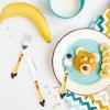 Little fat tiger head 3 Piece Stainless Steel Flatware Set Silverware Spoon Fork Set with box view 2