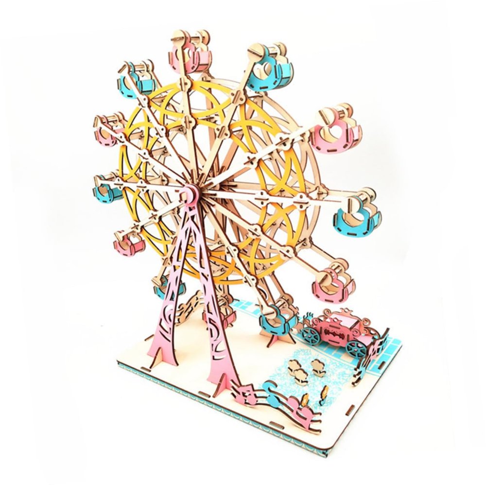 CIYODO 3D Wooden Puzzle Ferris Wheel and DIY Educational Jigsaw Puzzle Stem Activity