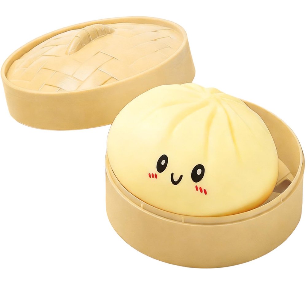 Giant Dumpling Squishy, Mystery Dumpling Squishy, 4 Inch Jumbo Dumpling Stress Ball, Rainbow Mystery Squishys Bun, Anxiety Relief Fidget, Soft Squeeze Decompression Dough (Yellow)