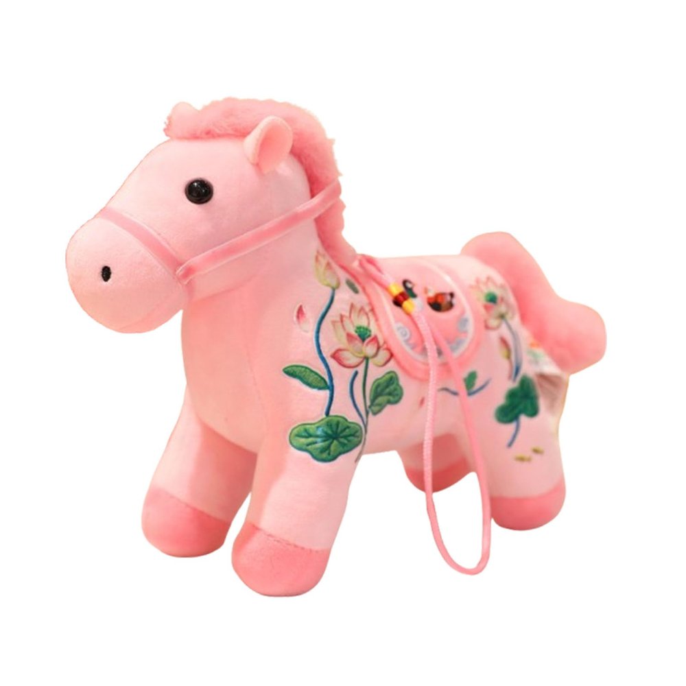 1 PCS 2026 Year of The Horse Mascot Plush Pendant, Chinese New Year Hanging Ornaments, Zodiac Horse Gift Stuffed Animal Zodiac Decoration, Lunar New Years Home Spring Festival Decoration (Pink)