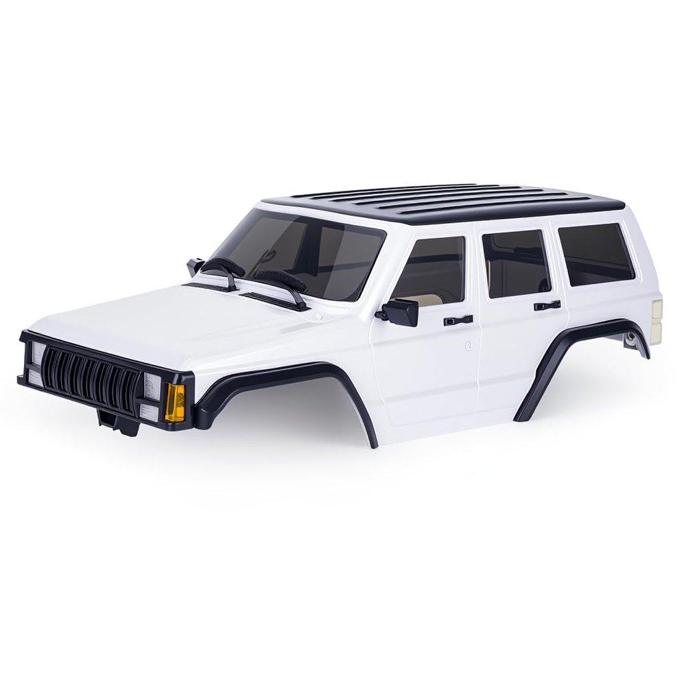 6.10in/155mm Plastic Cherokee Body Shell Kit for 1/18 RC Crawler Car TRX4M Bronco Defender Chassis Upgrade Accessories (White)