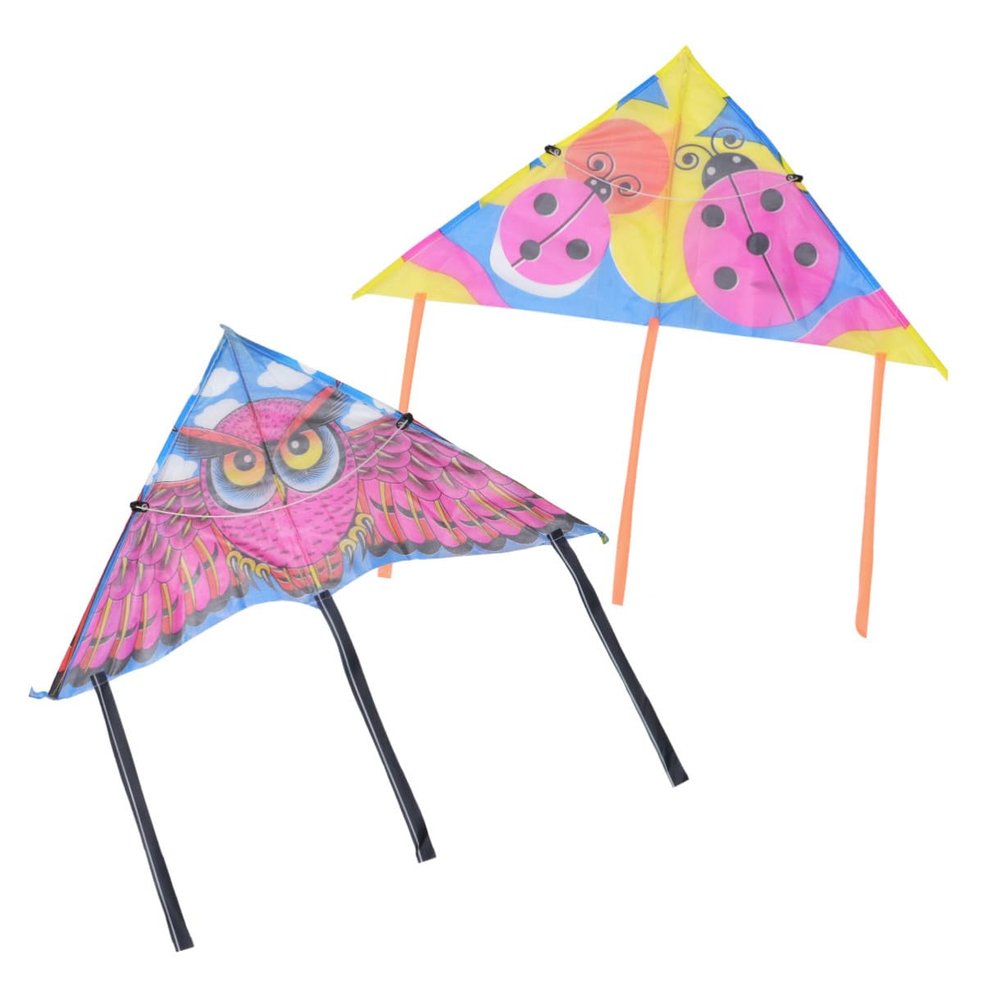 10pcs 60cm Waterproof Brim Triangle Kites for Outdoor Flying Cartoon Style Suitable for Park Garden Play Style
