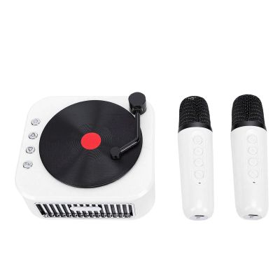 ciciglow Mini Karaoke Machine Toy for Kids and Adults, Portable Bluetooth Karaoke Speaker with 2 Wireless Microphones, Home Travel and Party Play Gifts for Boys Girls (White)