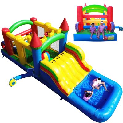 23FT Commercial Inflatable Obstacle Course Bounce House for Kids, 100% PVC Commercial Bounce House Water Slides with Blower, Heavy Duty Quality, Outdoor Party (23x8x9FT)