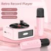 Yoidesu Mini Karaoke Machine, Portable Bluetooth Speaker with 2 Wireless Mics, Karaoke Microphone with Fun Voice Change for Home Party, Gifts for Girls Boys (Pink) view 2