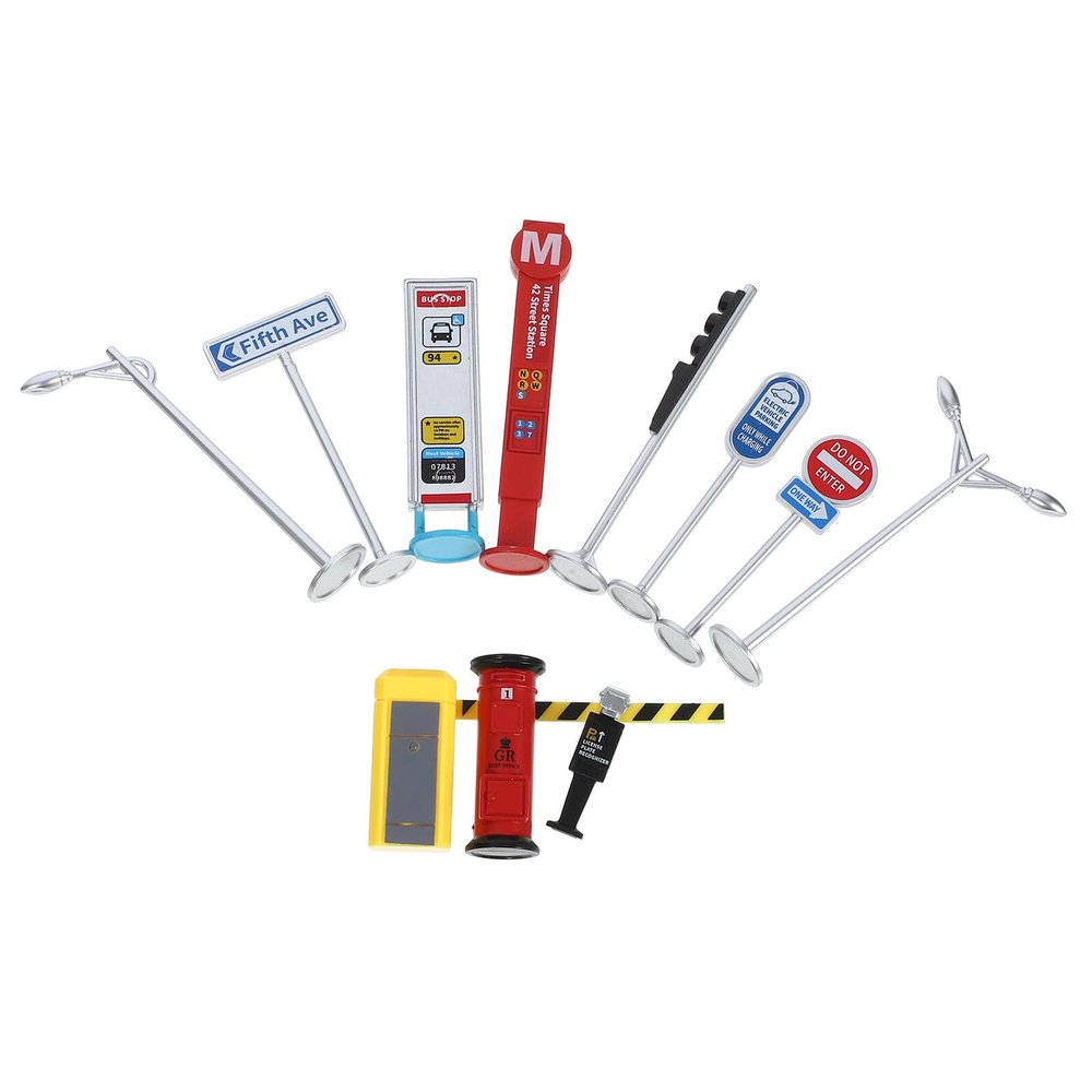 Beaupretty Miniature Traffic Signs Playset for Mini Road Sign Model Educational Traffic Simulation for Preschool and Role Play