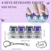 2 Pcs Keyboard Fidget Toy, Keyboard Clicker Fidget Light Up, Loud Decompression Button Finger Clicker Toys, Keychain 4-in-1 with Heart Keycaps, for Adult to Relief Stress view 2