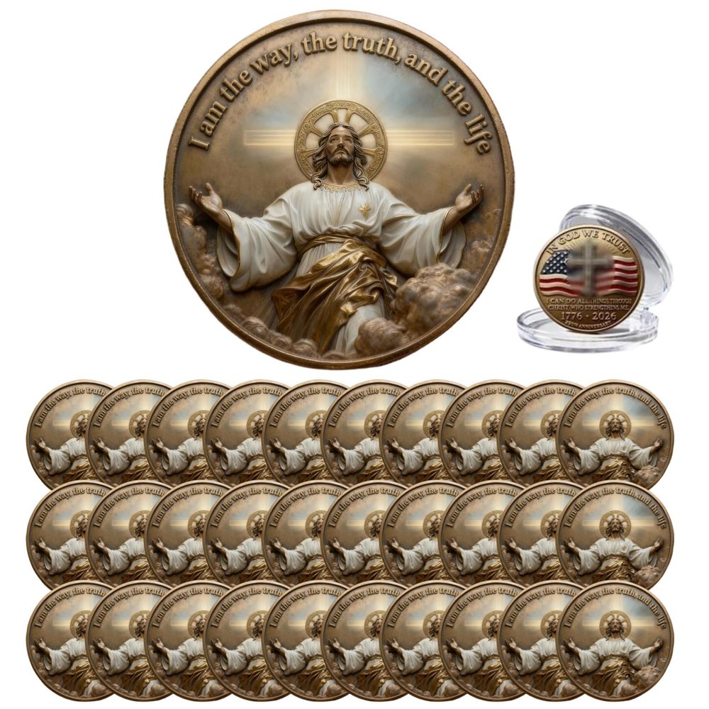 in God We Trust 250th Anniversary Christian Commemorative Coin 17762026 Jesus Faith Power Blessing Coin Christ Novelty Coins Religious Gift for Men Women (30PCS)