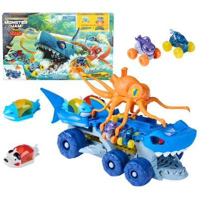 Monster Jam Mini Jams Megalodon Squid Takedown Monster Trucks Playset
