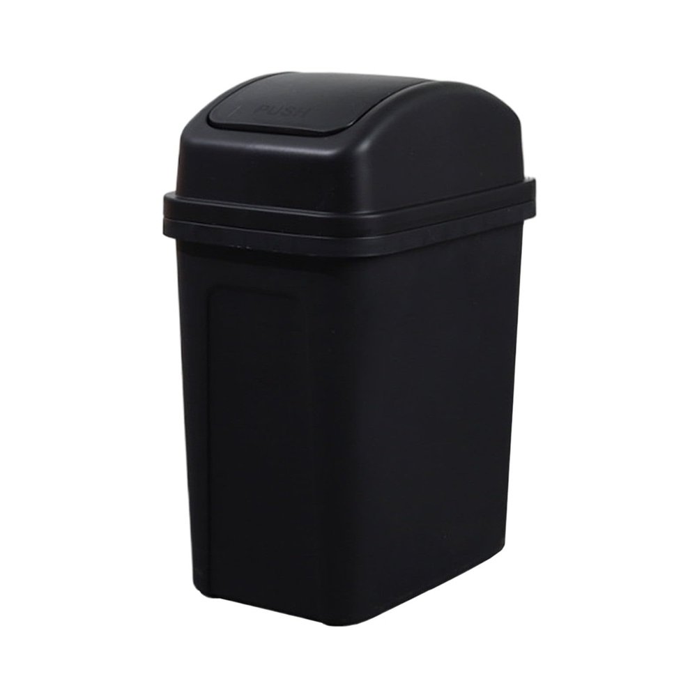 5.5 Gallon Black Bathroom Trash Can with Swing Lid, Slim Plastic Compact Small Garbage Cans for Kitchen,Easy to Clean,Detachable Garbage Can for Bedroom,Office,Dorm Room,Restroom,Kitchen,Bathroom
