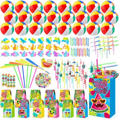 194 PCS Pool Party Favors Beach Party Favors, Summer Party Favors for Kids 3-8 8-12, Beach Balls, Hand Flying Helicopter, Pool Party Supplies for Birthday Party Favors, End of Year Student Gifts