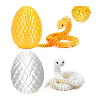 Kreomitxt 12 Inch 3D Printed Snake with Egg - 3D Snake Figure in Easter Eggs Articulated Snake - Office Toy for Desk Fidget Toy - for Adults and Children