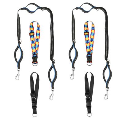 2PCS Safety Waist Leash Harness for Kids with Autism, Hands-Free Waist Belt Link with 3 Padded Handles and Durable Bungee, Secure Public Walking for Special Needs ADHD/ASD Autistic Children