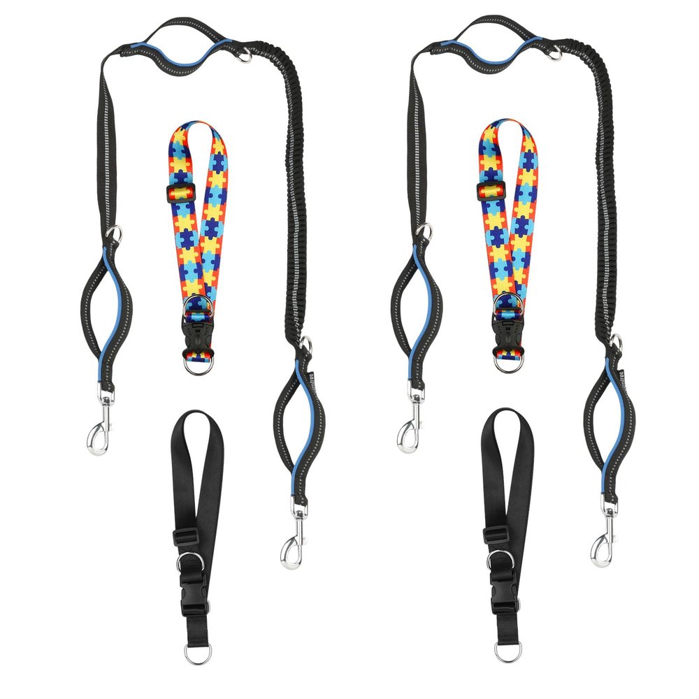 2PCS Safety Waist Leash Harness for Kids with Autism, Hands-Free Waist Belt Link with 3 Padded Handles and Durable Bungee, Secure Public Walking for Special Needs ADHD/ASD Autistic Children