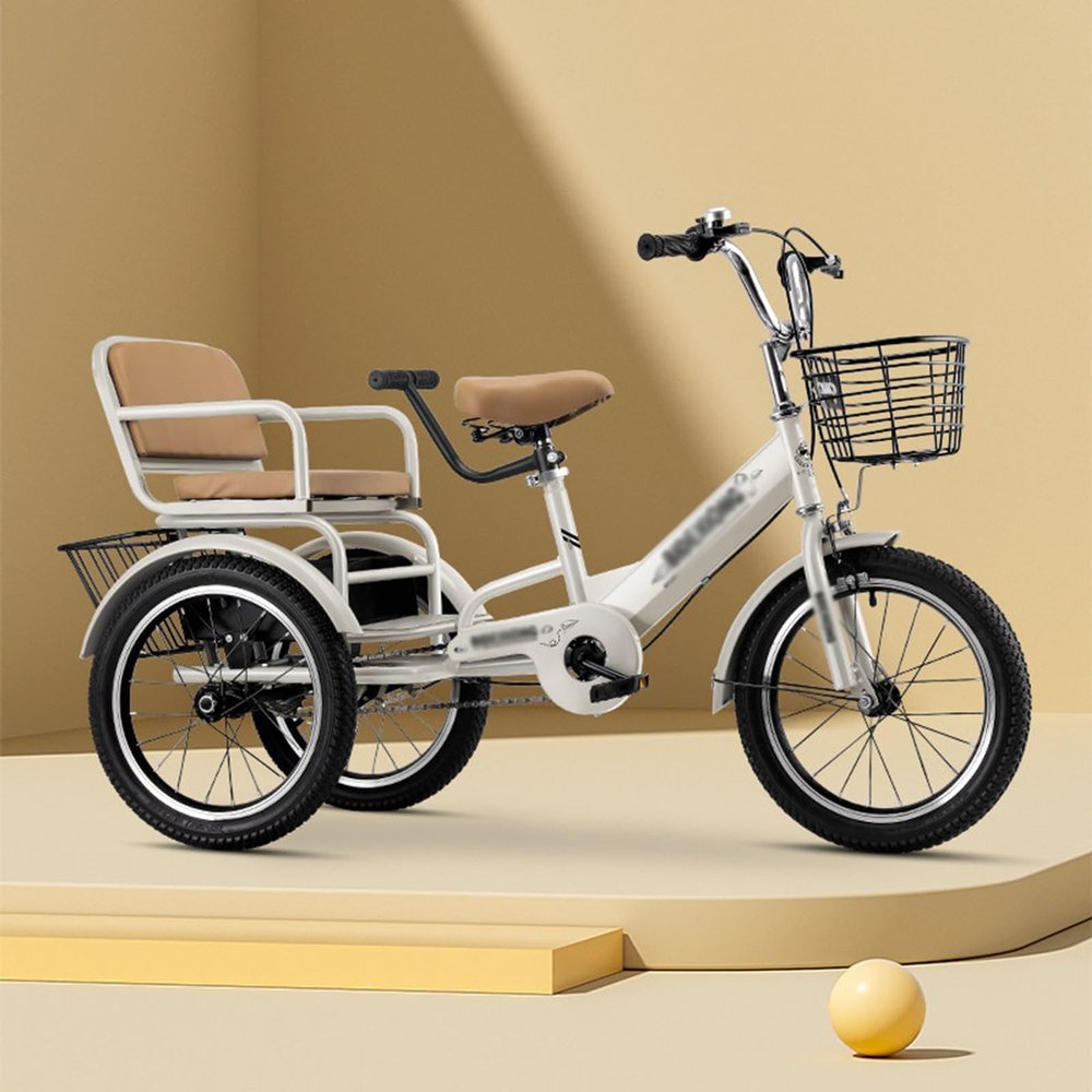 3 Wheel Bike for Kids 2-9, Lightweight Toddler Tricycle Tandem Bikes with Adjustable Height, Comfortable Toddlers Kid Trike Bicycle, Dual-Brake Design(Grey,14in/34cm)