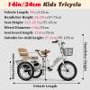 3 Wheel Bike for Kids 2-9, Lightweight Toddler Tricycle Tandem Bikes with Adjustable Height, Comfortable Toddlers Kid Trike Bicycle, Dual-Brake Design(Grey,14in/34cm) view 2