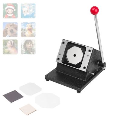 Pnpaea Square Fridge Magnet Maker Machine,DIY Photo Magnet Making Machine,with Paper Cutter,for Helping with Your Child,APOSS School Projects Cutter(Cardboard*100sets)-50 * 50mm