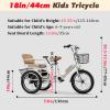 Comfortable 3 Wheel Toddler Tricycle, Lightweight Twice Toddlers Kid Trike Bike On Age 2-9 Years Old, Including Adjustable Seat & Handle(Pink,18in/44cm) view 2
