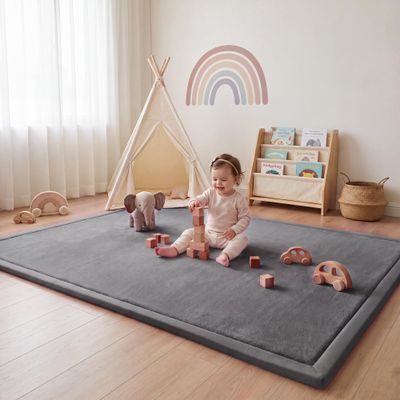 1.3" Thick Baby Play Mat for Floor,50x74 Padded Playpen Mat, Non-Slip