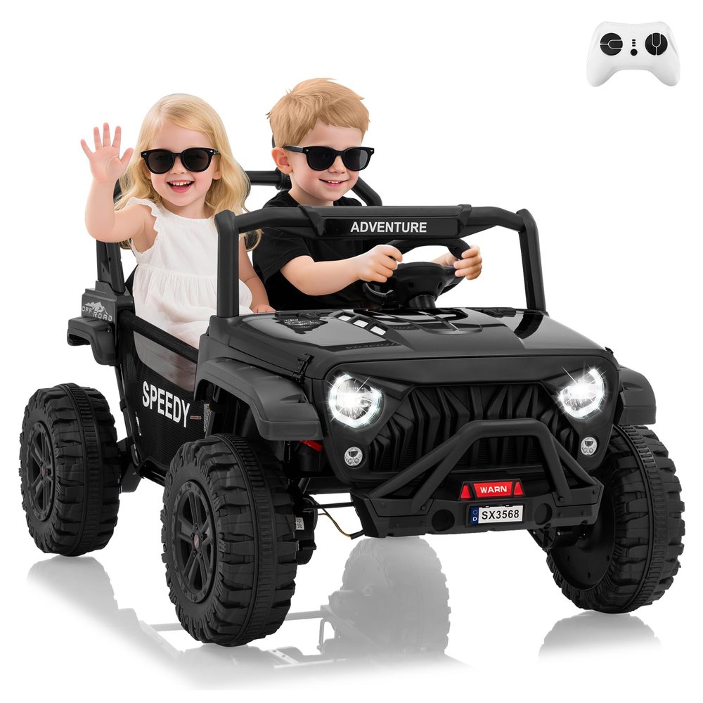 24V 2 Seater Ride on Car with Remote Control, 4WD Electric Toy Car for Big Kids, Bluetooth, LED Lights & Spring Suspension