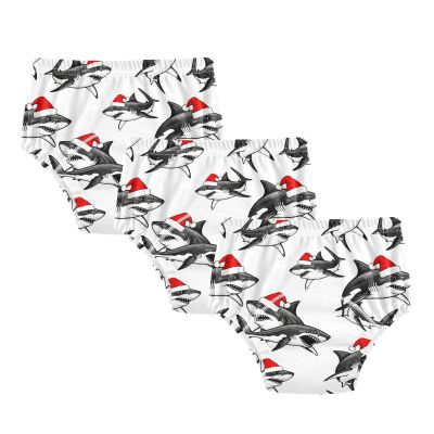 WIFIU Cute Sharks Santa Hats Toddler Potty Training Pants, Christmas Baby Girls Boys Soft Training Underwear 3 Pack, Size 5T Multicolor